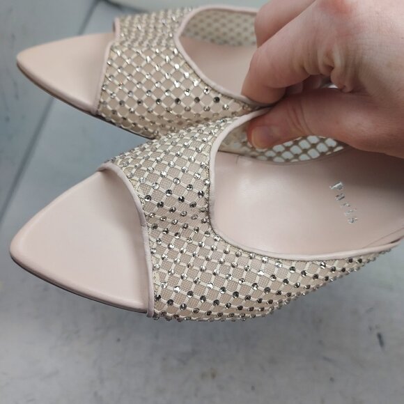 Christian Louboutin Leche Pink Apostropha Strass Mesh Mule Sandal - Picture 11 of 12